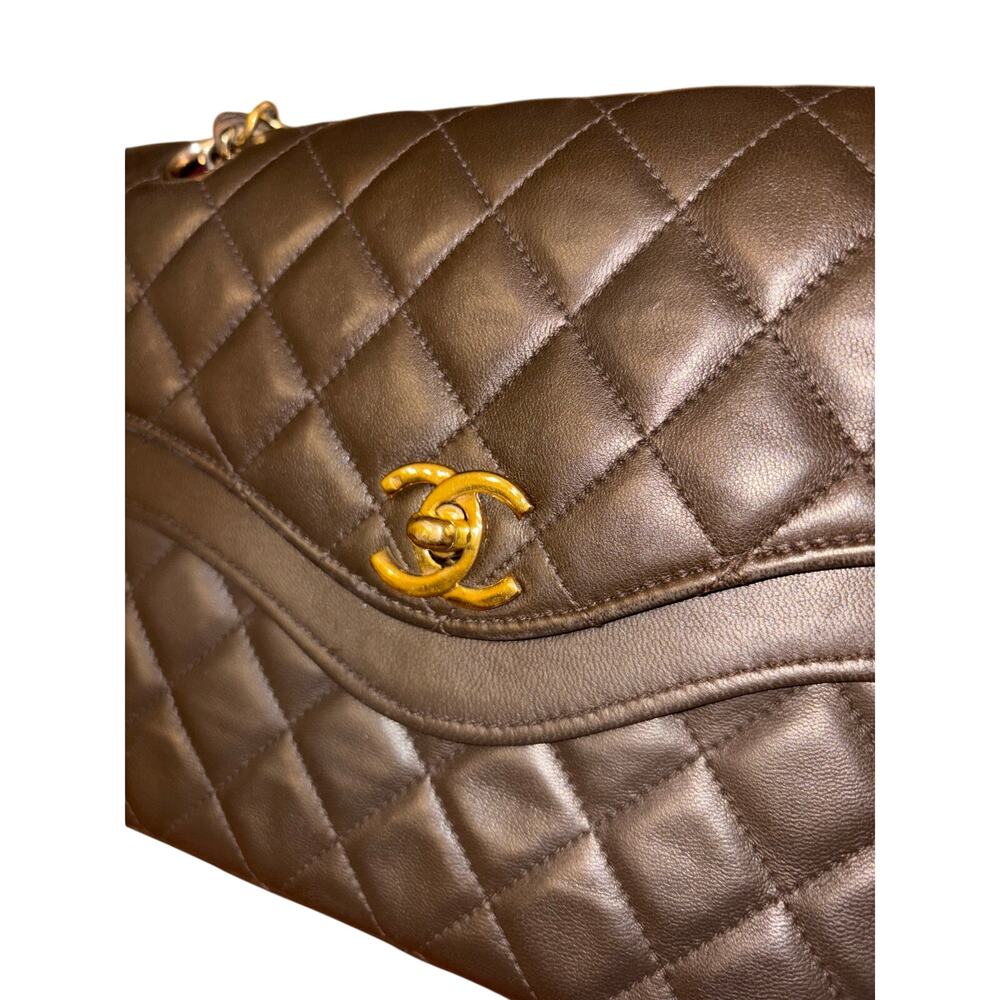 SOLD Chanel Rare Vintage Double Flap 24k Gold Hardware Chocolate Brown Lambskin - Picture 9 of 14